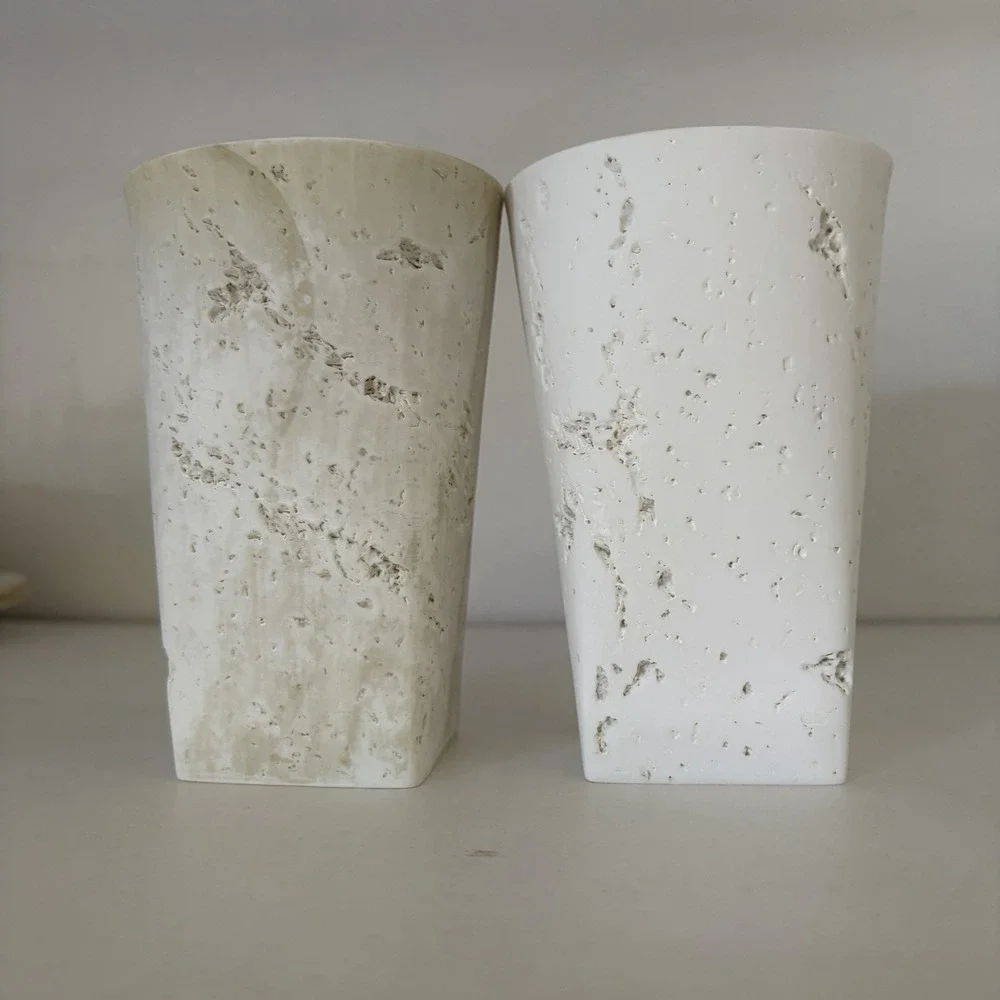 Croscill Travertine Bathroom Vanity Cups Tumblers Toothbrush Holders Ivory Taupe